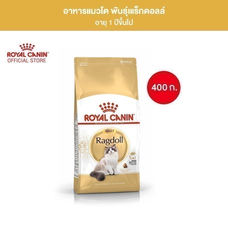 Royal Canin Ragdoll Adult 400g อาหารเม็ดแมวโต พันธุ์แร็กดอลล์ อายุ 1 ปีขึ้นไป (Dry Cat Food, โรยัล คานิน)