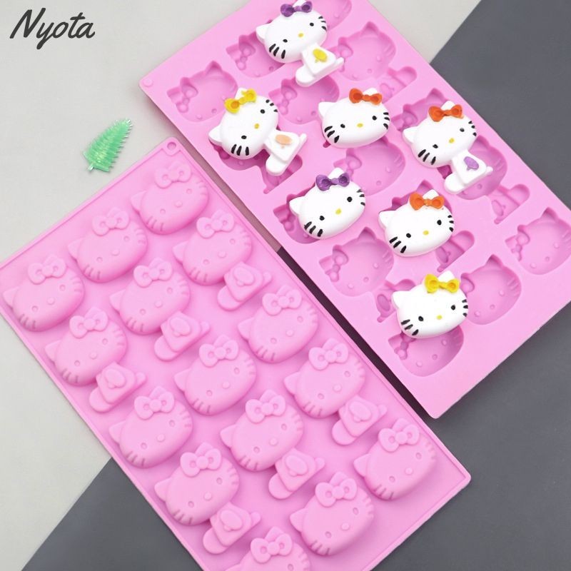 COD nyotaer.th 15-gird Cat Handmade Chocolate Mold แม่พิมพ์ซิลิโคนเกรดอาหาร DIY Soft Candy บิสกิตแม่พิมพ์