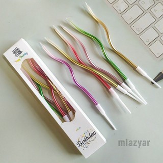 😍COD😍เทียนวันเกิดเรนโบว์ทรงเกลียว เทียนวันเกิด สีเมทาลิค สีม…