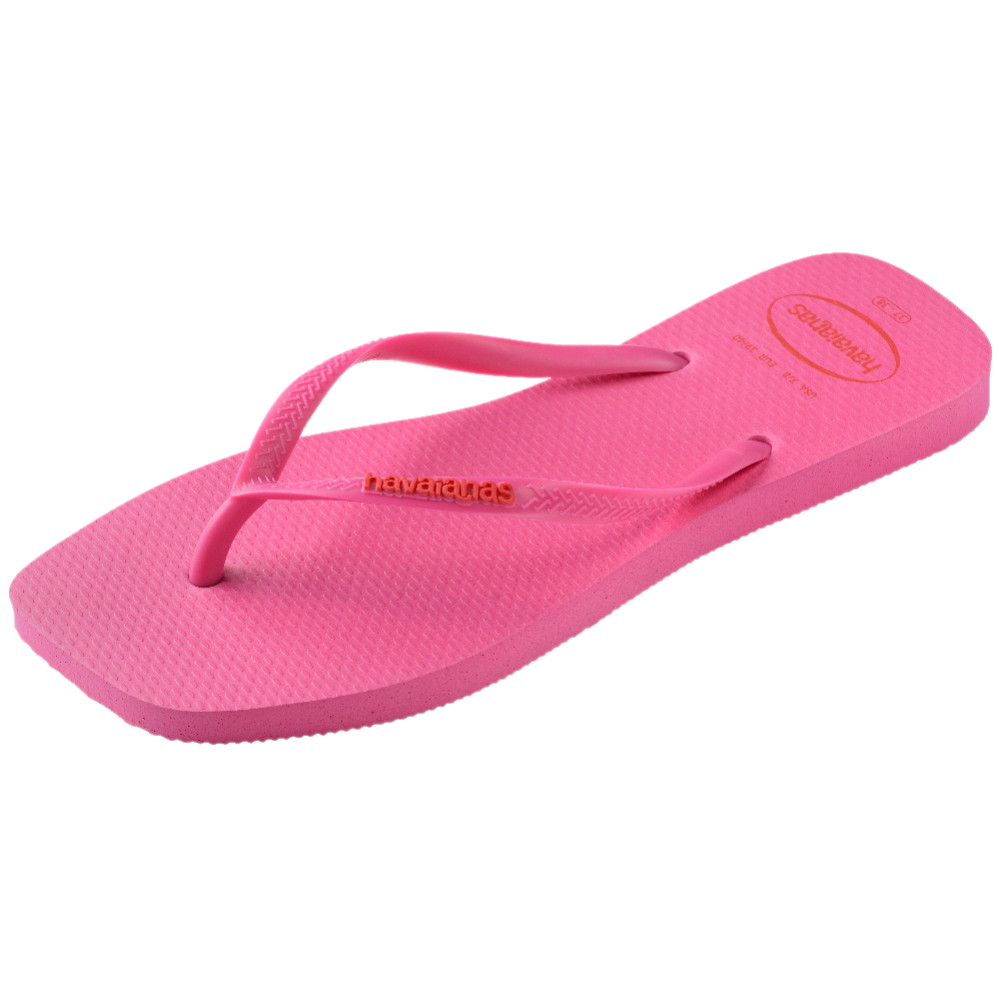HAVAIANAS รองเท้าแตะผู้หญิง Slim Square Logo Pop Up PINK 41489595784F_H4PIXX