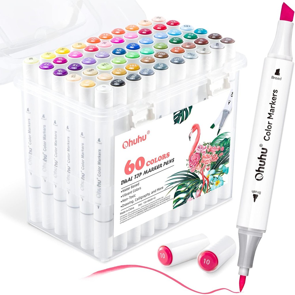 Ohuhu water-based marker art marker pen 59 colors 60 marker pens illustration marker brush tip water