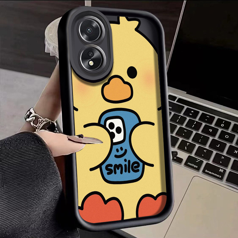 เคสสำหรับ OPPO A18 A38 A2x เคสโทรศัพท์กันกระแทกซิลิโคนดีไซน์รูปไก่มีความสุข