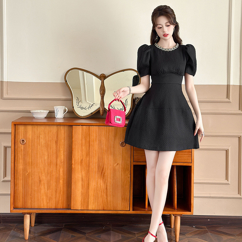 Women's 202501 Black Shaggy dress Summer 21268