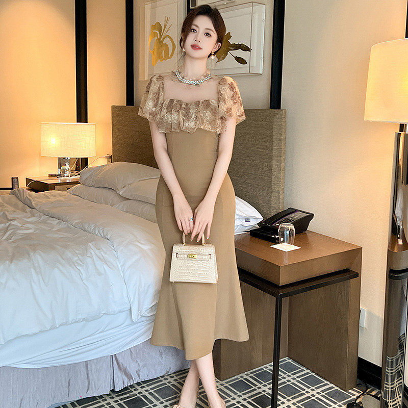 202501 summer women's temperament fishtail hip dress 21267