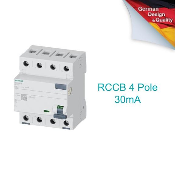 SIEMENS เบรกเกอร์กันไฟดูด-ไฟรั่ว RCCB 4P 30mA Type A