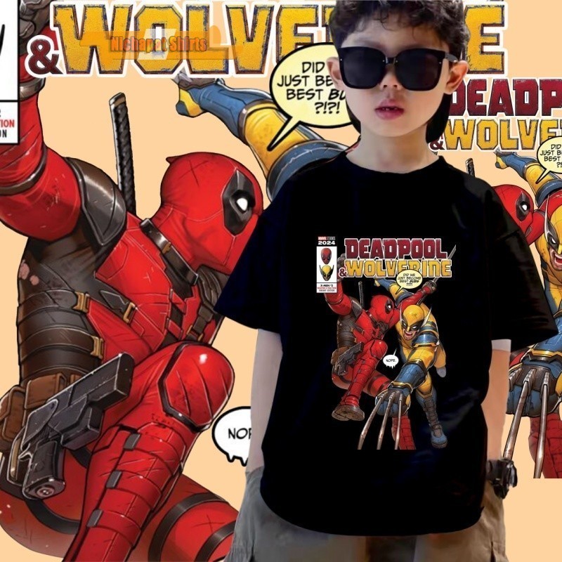 Baju TShirt Budak Lelaki พิมพ์ลาย Deadpool Shirt เสื้อยืดเด็ก ผ้าฝ้ายแท้100% แฟชั่นฤดูร้อน ใส่สบาย