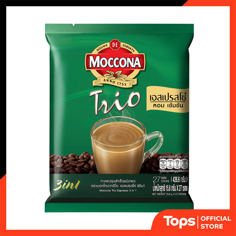 มอคโคน่าทรีโอเอสเปรสโซ่กาแฟปรุงสำเร็จชนิดผง 15.8กรัม แพค 27ซอง [8851753098798]