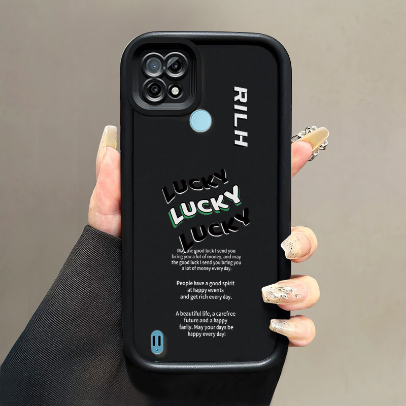 เคสสำหรับ Realme C21 เคสป้องกันการกระแทกซิลิโคนเคสนิ่มใส่โทรศัพท์โชคดี
