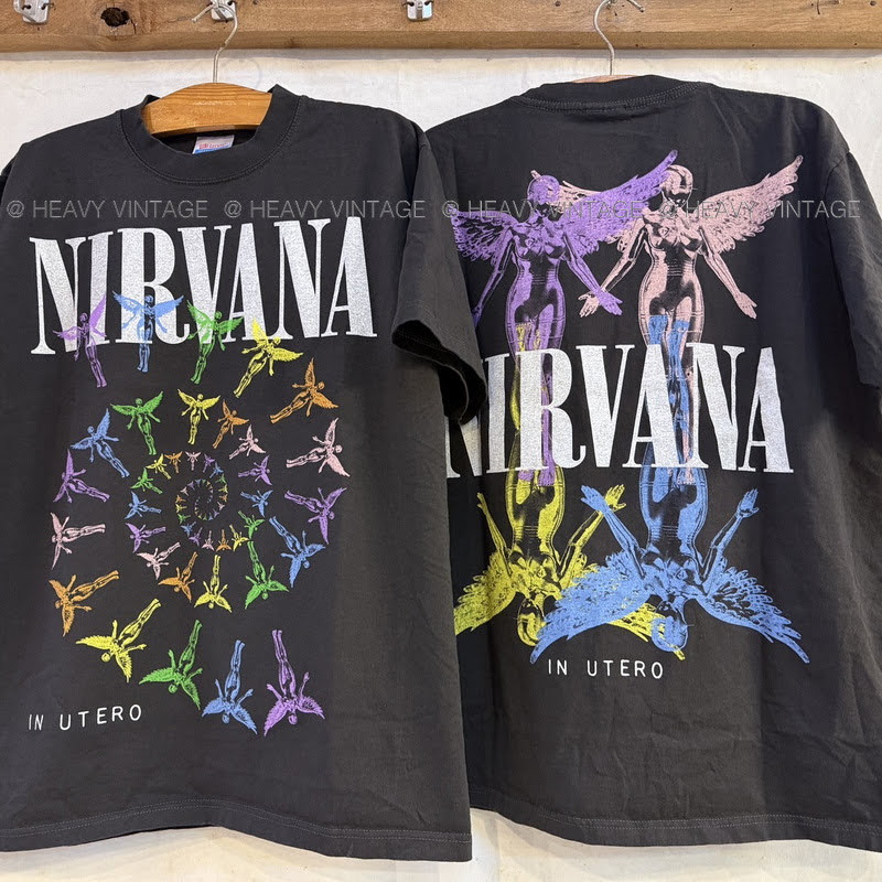 NIRVANA IN UTERO ปีกนางฟ้า @1993 เสื้อวินเทจ เสื้อทัวร์ วงร๊อค heavy vintage shirt