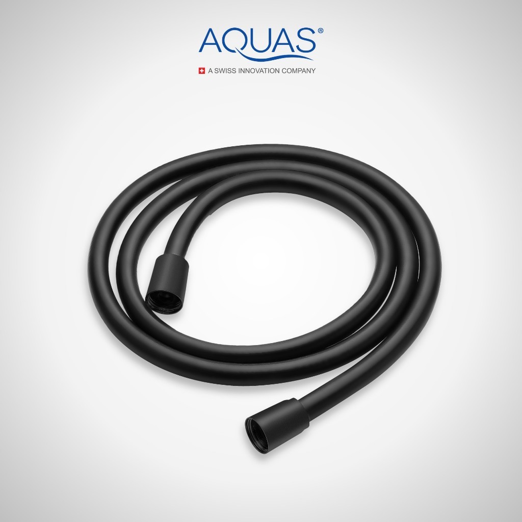สายฝักบัว PVC คุณภาพสูง สีดำด้าน AQUAS Glossy High Quality Shower Hose Matt Black
