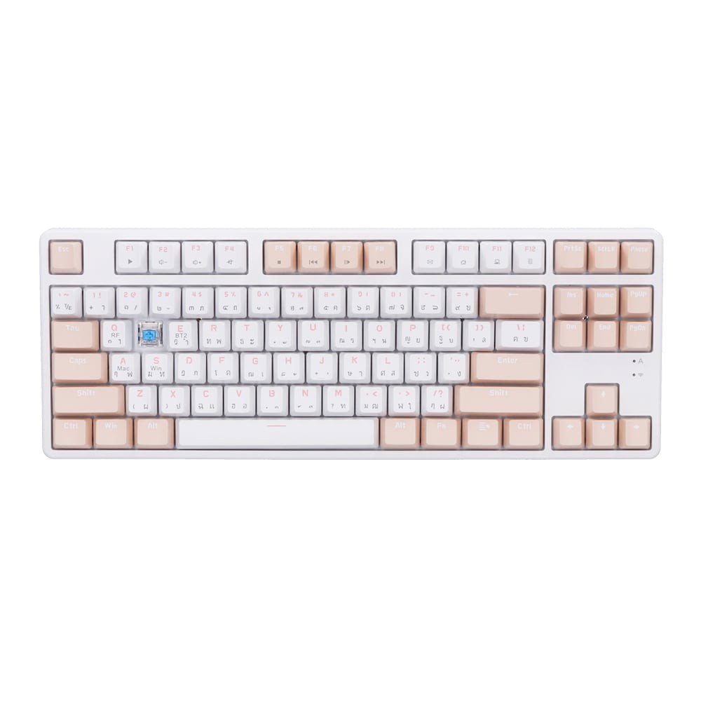 WIRELESS KEYBOARD (คีย์บอร์ดไร้สาย) AJAZZ AK871 (WHITE TEA) (BLUE SWITCH NON-BACKLIT EN/TH)::