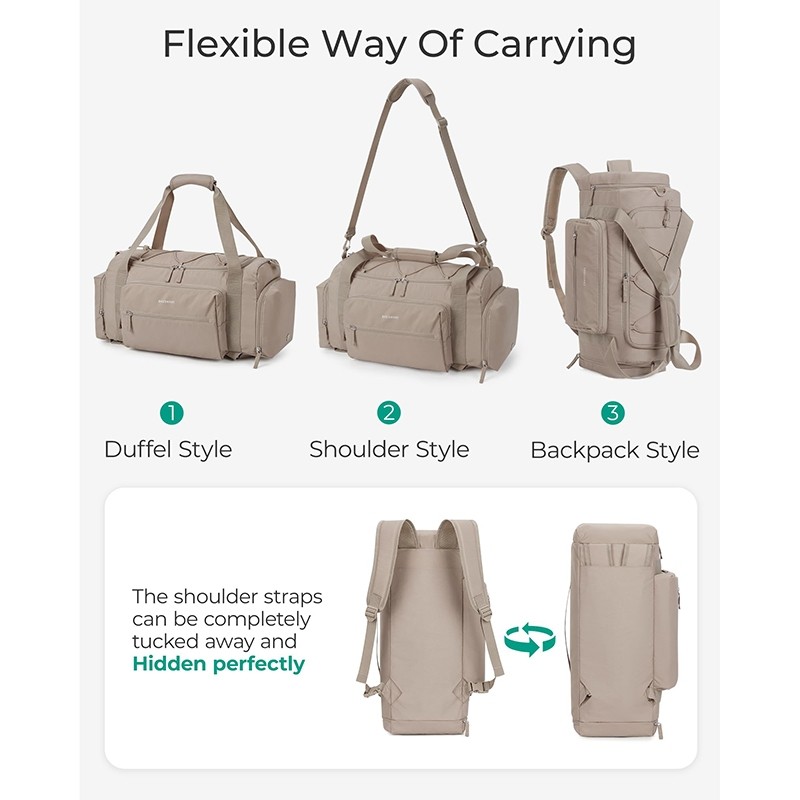 BAGSMART กระเป๋าออกกำลังกาย4-IN-1 สำหรับผู้หญิง 30Lกระเป๋าเบาสำหรับการเดินทาง กระเป๋าสัปดาห์สำหรับผู้หญิง กระเป๋าเป้สะพายหลังที่ทนน้ำ - รูปที่ 2