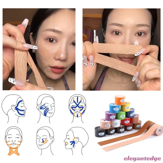 elegantedge Facial Muscle Lifting Bandage ที่มองไม่เห็น Slimming Face Patch เทปต่อต้านริ้วรอยบนใบหน้า