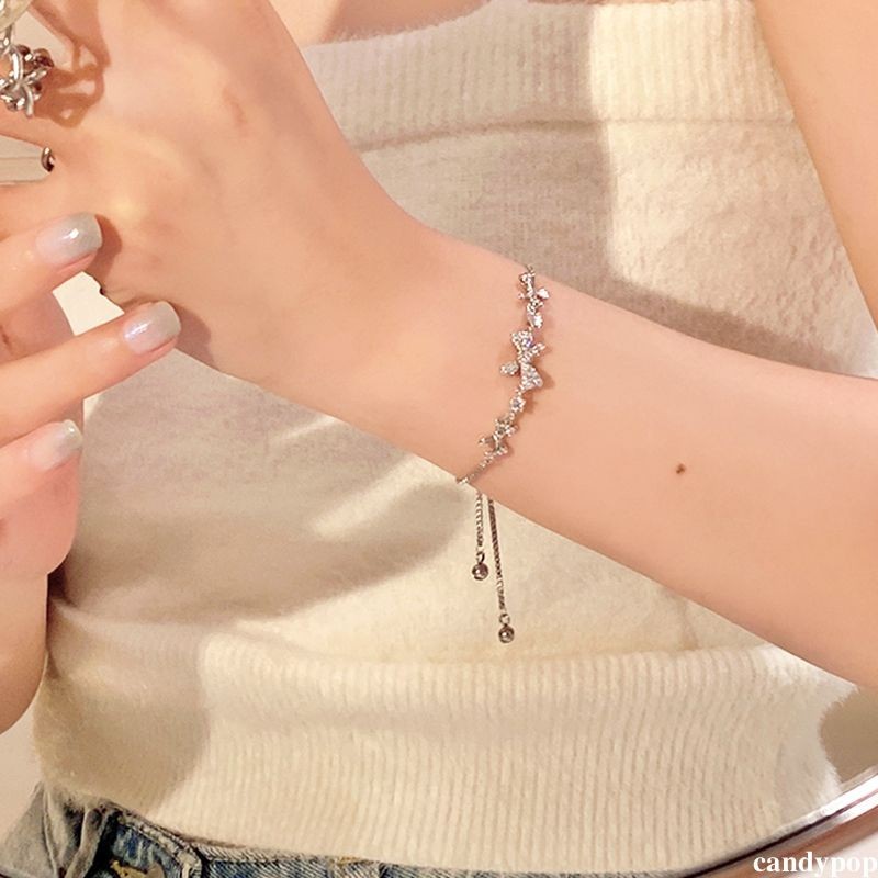 candypop Entry Lux Zircon Bowknot สร้อยข้อมือผู้หญิงพรีเมี่ยม Sense อุปกรณ์เสริมประณีต