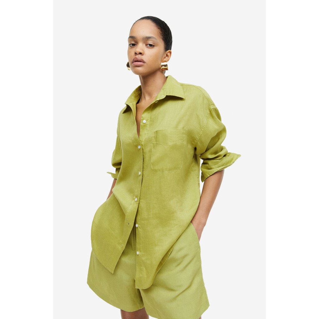 H&M Woman Oversized linen shirt 1126311_8