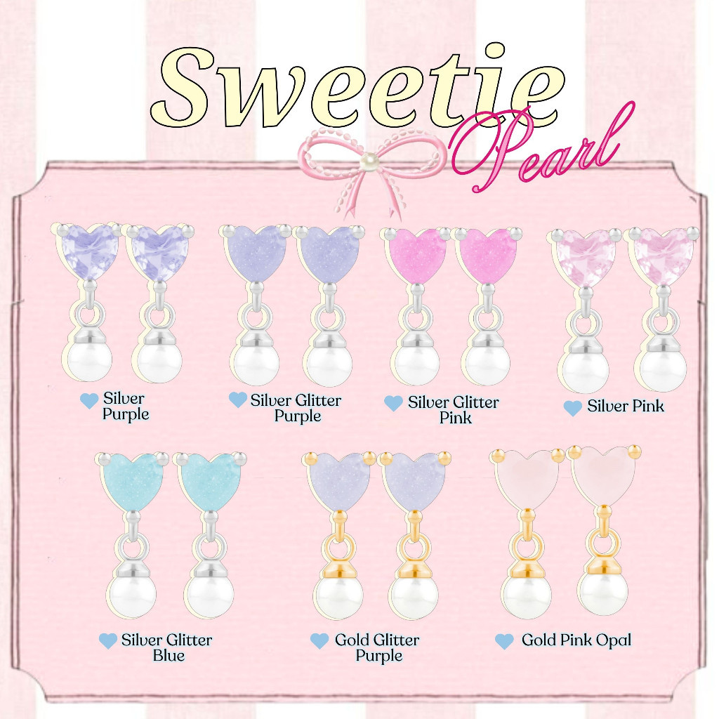 ต่างหู Sweetie Pearl earrings ต่างหูหัวใจห้อยมุก น่ารักมากกก- The Green Box