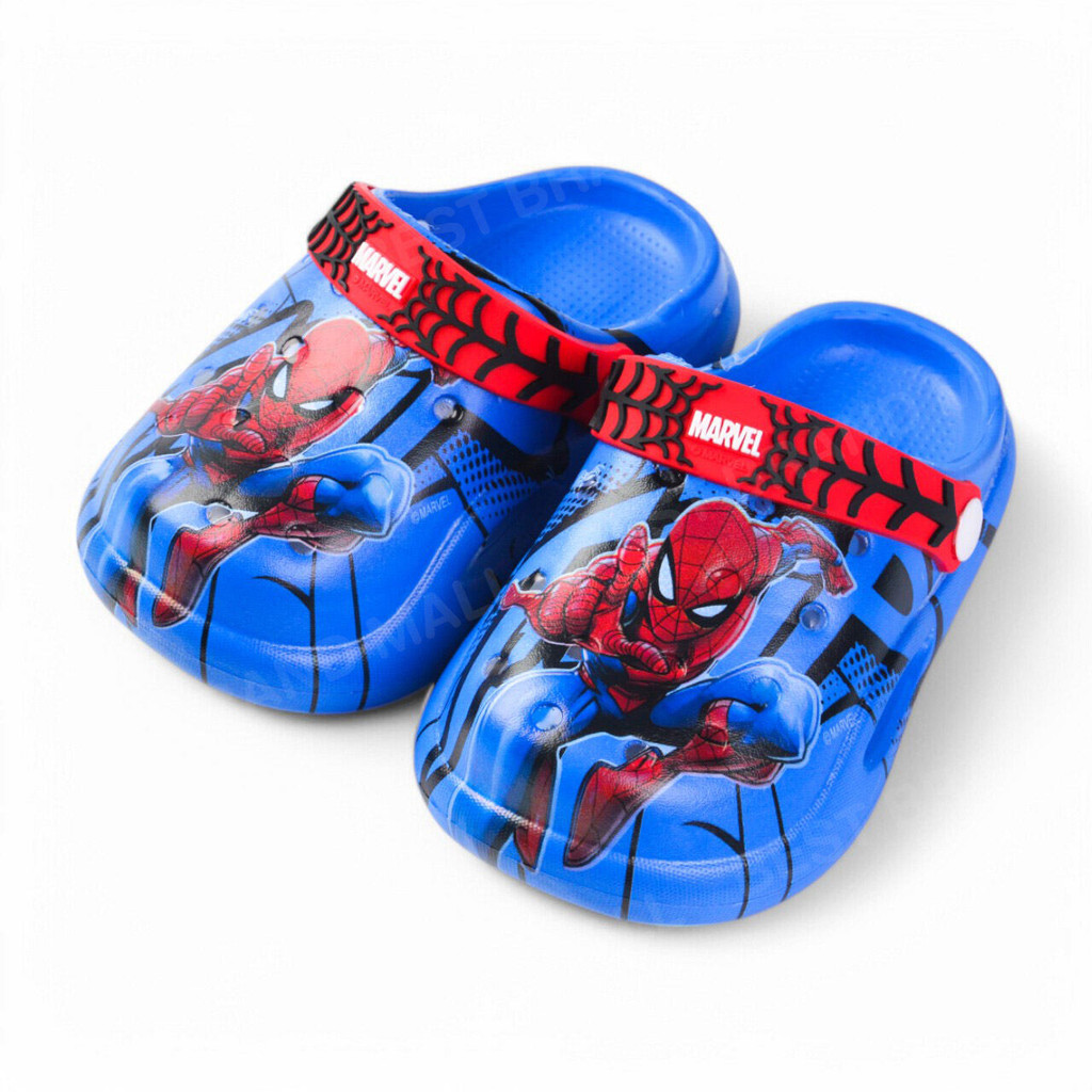 รองเท้าแตะลายสไปเดอร์แมนสุดน่ารักสำหรับเด็ก spider man ลิขสิทธ์แท้ Marvel สีฟ้าและสีแดง ใส่สบาย พื้นนุ่ม เดินสนุกทุกก้าว