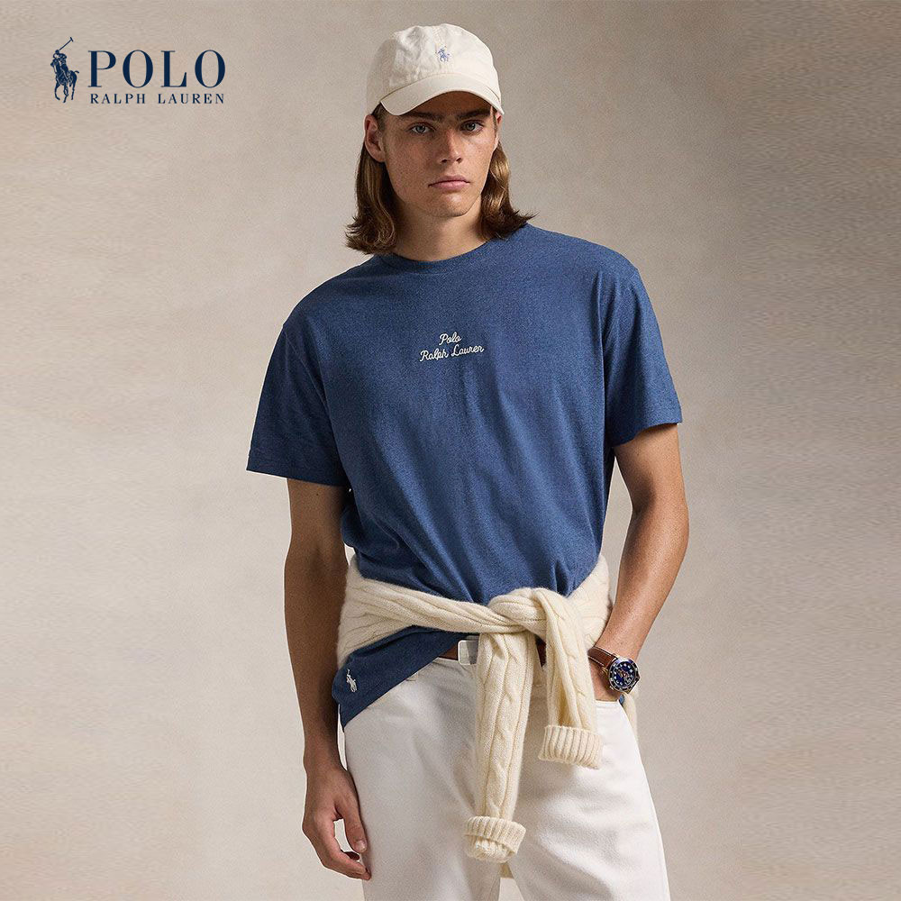 Polo Ralph Lauren เสื้อยืดผู้ชาย Classic Fit Logo Jersey T-Shirt รุ่น MNPOTSH1N822484 สีฟ้า