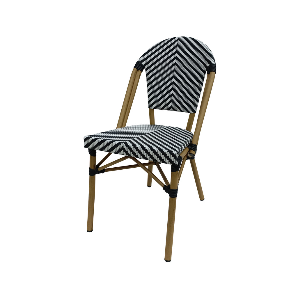 FONTE เก้าอี้หวายเทียมโครงอะลูมิเนียม French Bistro รุ่น C-230560 สีขาว - ดำ