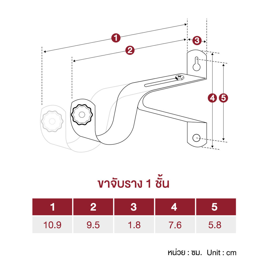 KASSA HOME ขาจับราง 1 ชั้น รุ่น 19.10.601 ขนาด 19 มม. (แพ็ก 2 ชิ้น) สีขาว ราคา ถูกที่สุด ดีลบีเคเค แกลเลอรีภาพที่ 5