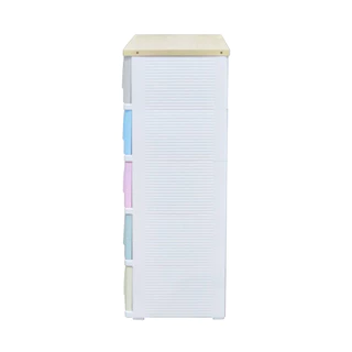 KASSA HOME ตู้ลิ้นชักอเนกประสงค์ท็อปไม้ 5 ชั้น รุ่น UDC-A05AB5 ขนาด 63 x 40 x 112 ซม. สีพาสเทล