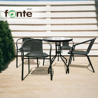 FONTE โต๊ะกระจกกลม BISTRO รุ่น 144.307.02 สีดำ