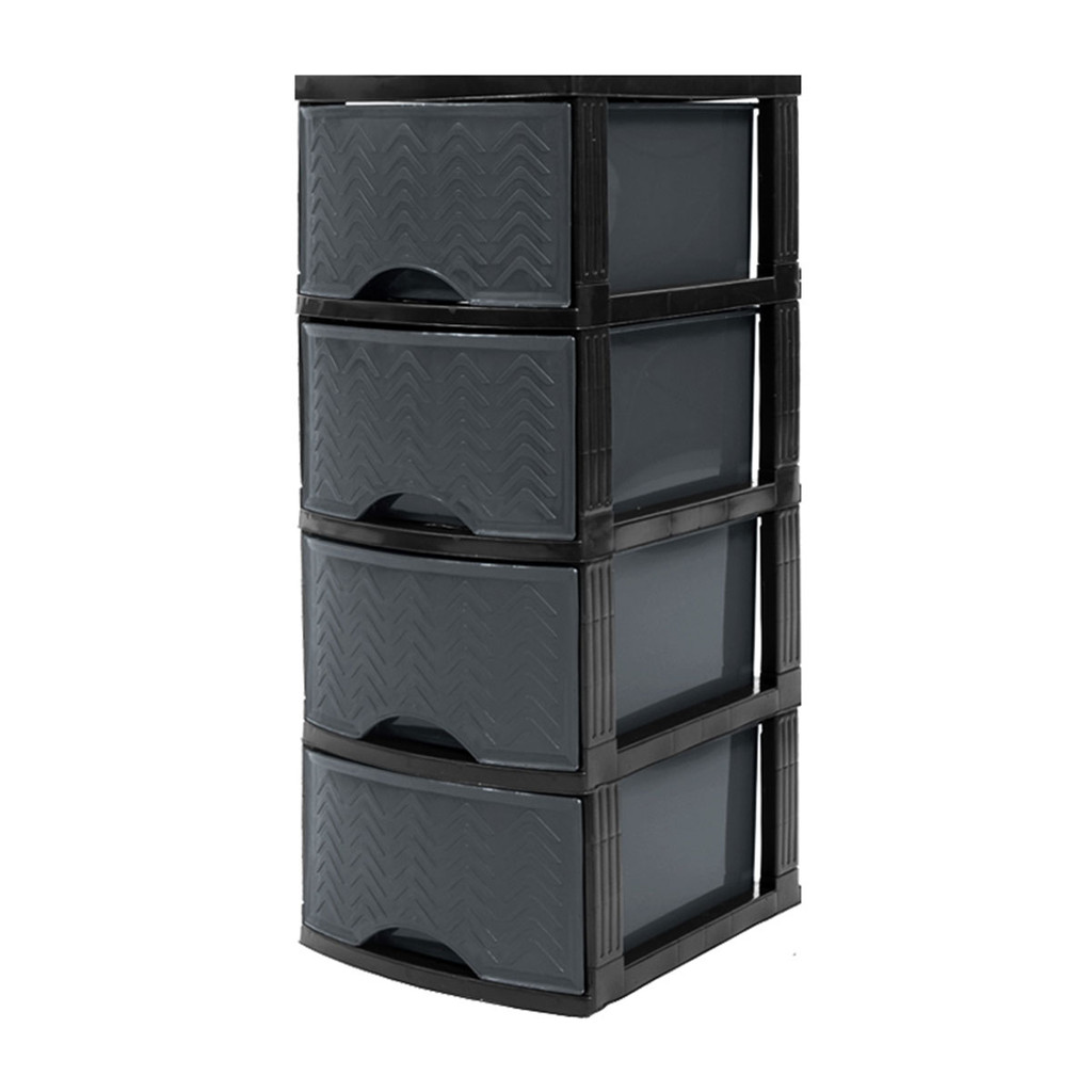 KASSA HOME ตู้ลิ้นชักอเนกประสงค์ 4 ชั้น  รุ่น PSM-Rattan4 ขนาด 34.2 ซม. สีเทา - ดำ