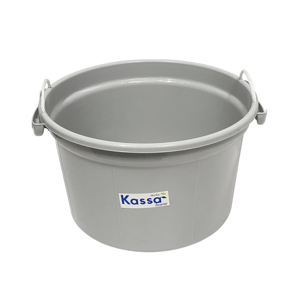 KASSA HOME กะละมังกลมหูเชือก พลาสติก Safari 30 ลิตร รุ่น 3969 ขนาด 45 x 45 x 28 ซม. สีเทา