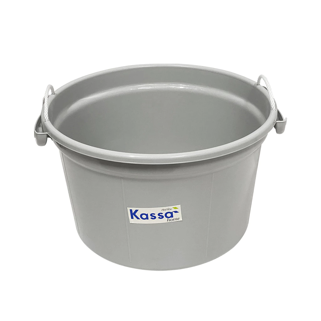 KASSA HOME กะละมังกลมหูเชือก พลาสติก Safari 30 ลิตร รุ่น 3969 ขนาด 45 x 45 x 28 ซม. สีเทา