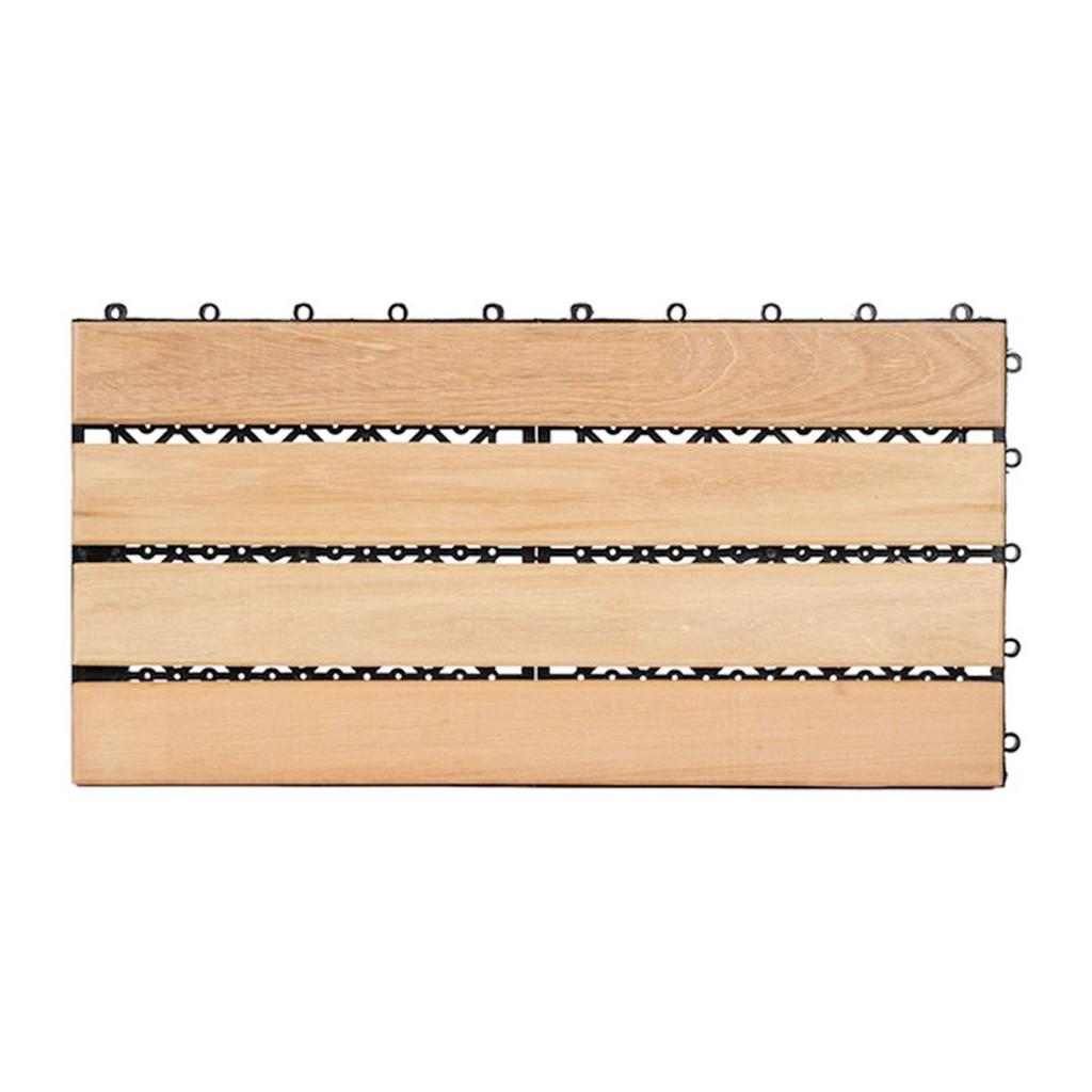 FONTE แผ่นทางเดินไม้แท้ลายตรง รุ่น V5 ขนาด 30 x 60 x 3.5 ซม. สีธรรมชาติ
