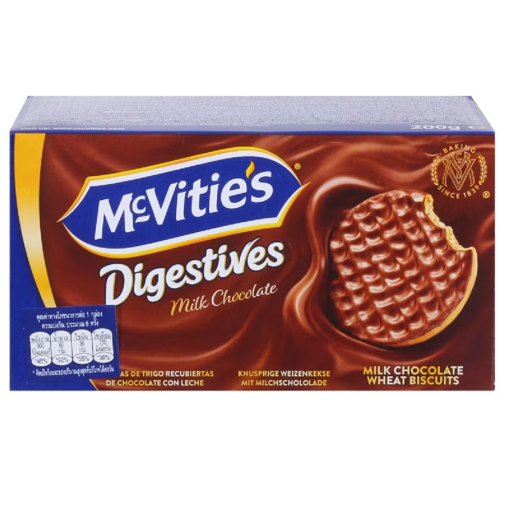 บิสกิตเคลือบช็อกโกแลตนม Mcvitie'S Milk Choc Digestive 200G หวานหอมของช็อกโกแลตนม