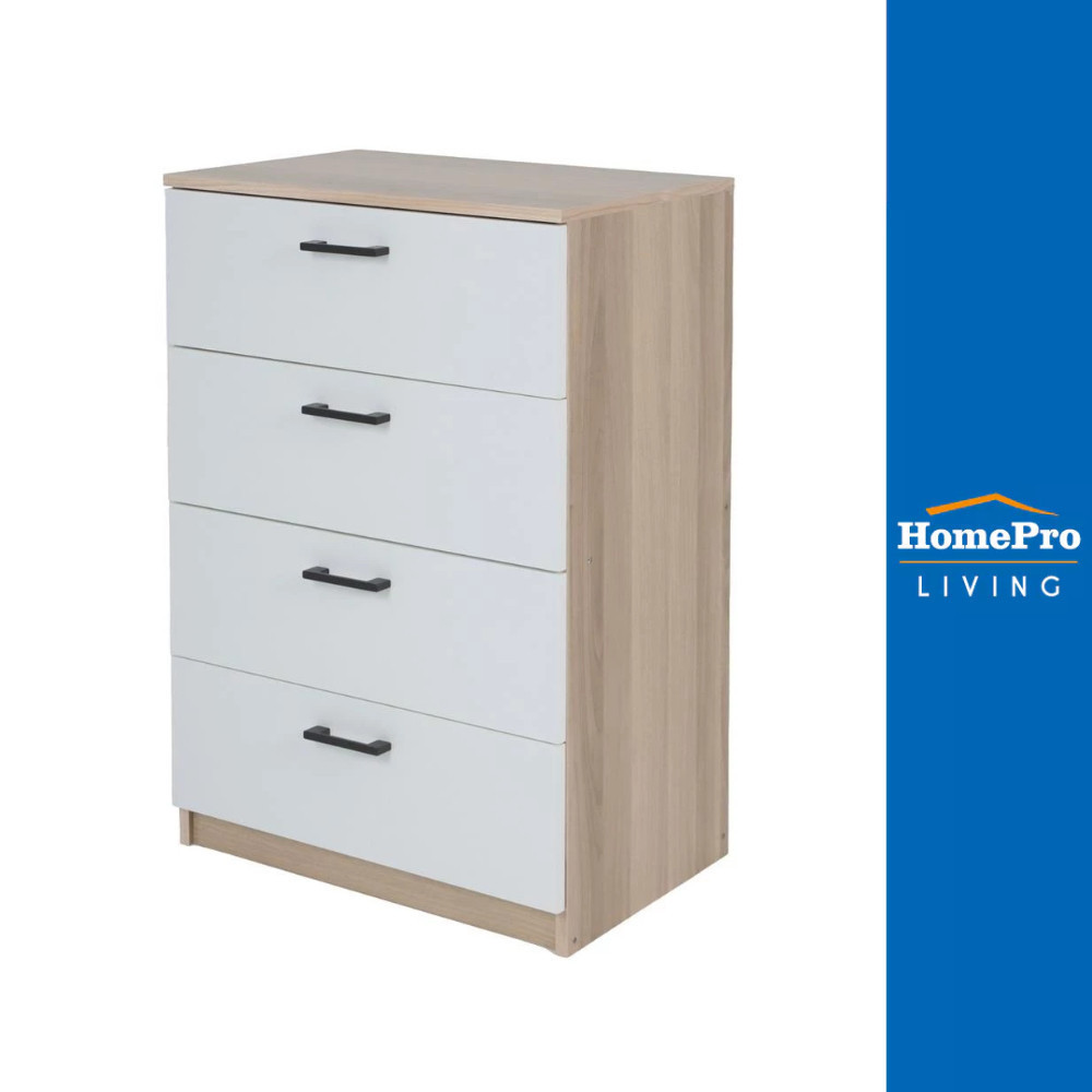 [จัดส่งพร้อมประกอบ] HomePro ตู้ลิ้นชัก 4 ลิ้นชัก AMORE สีไวท์โอ๊ค/ขาว แบรนด์ FURDINI ลิ้นชัก เก็บ ของ