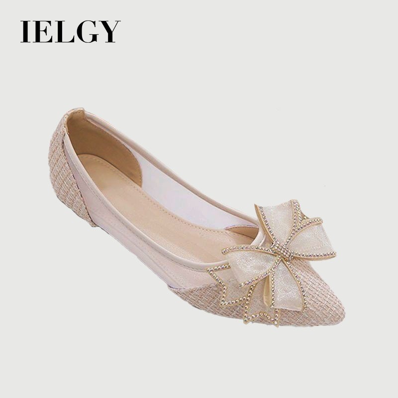 IELGY ฤดูร้อนใหม่ตาข่ายระบายอากาศ Pointed-toe Flats แฟชั่นกับกระโปรง Beanie รองเท้า Scoop รองเท้า