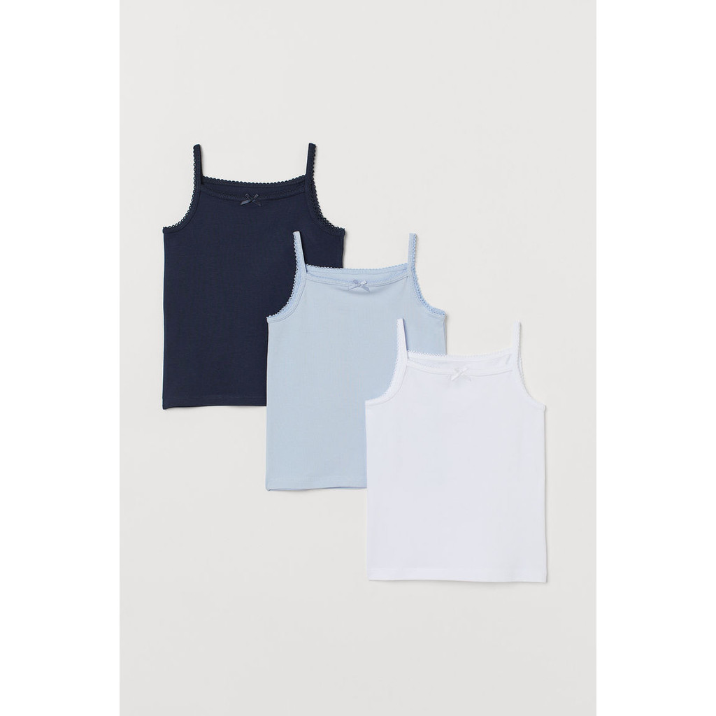 H&M(เอชแอนด์เอ็ม) เสื้อกล้ามผ้ายืดแพ็ก 3 ตัว Girls 3-pack jersey vest tops 0464695_12 - รูปที่ 4