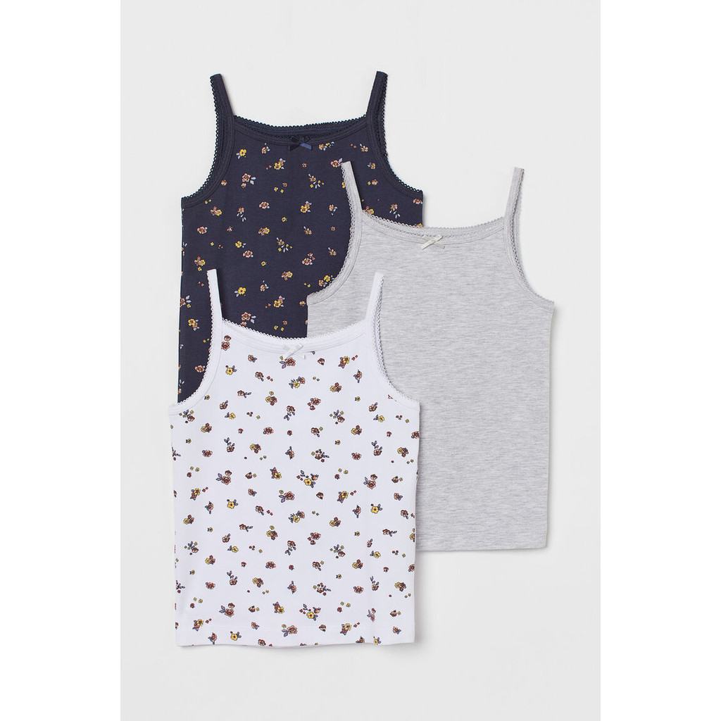 H&M(เอชแอนด์เอ็ม) เสื้อกล้ามผ้ายืดแพ็ก 3 ตัว Girls 3-pack jersey vest tops 0464695_12 - รูปที่ 5