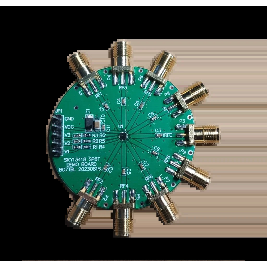 SKY13418, 1ใน8, SP8T,สวิตช์,0.1G, 10K-6G,บอร์ดทดสอบ,เสาเดียวแปดโยน,ไมโครเวฟ RF