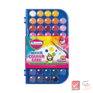Master Art มาสเตอร์อาร์ต สีน้ำ สีน้ำก้อน 48 สี กล่องพลาสติก แถมพู่กัน (1 กล่อง)
