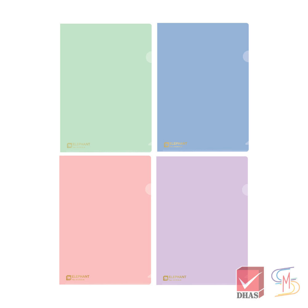 Elephant ตราช้าง แฟ้มใส แฟ้มซองพลาสติก No. 405A4 สีพาสเทล รูปที่ 2