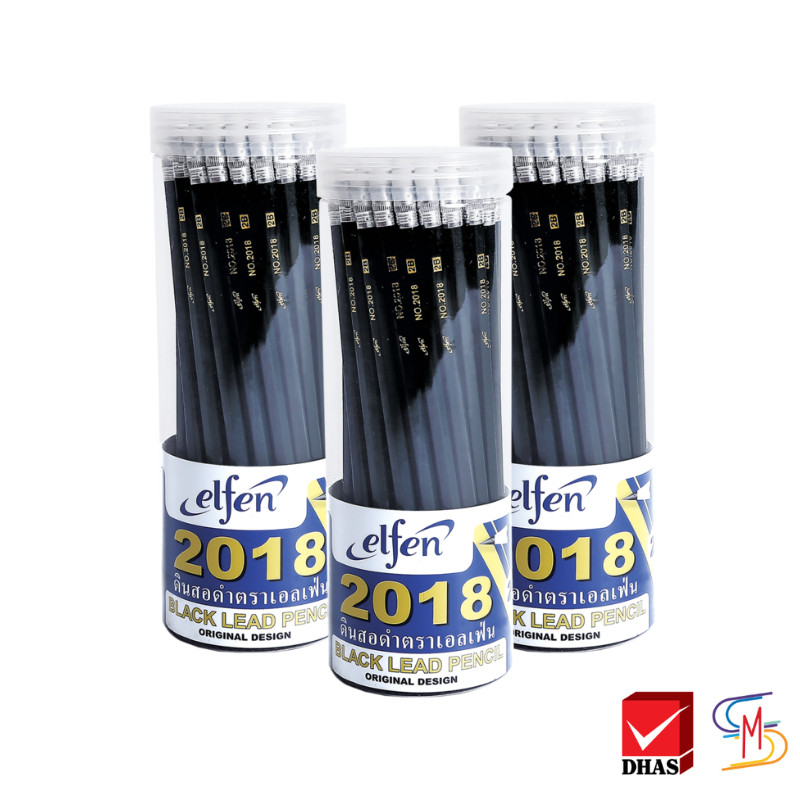 [ยกแพ็ค 3 กระบอก] Elfen เอลเฟ่น ดินสอ ดินสอดำ ดินสอ 2b No.2018 จำนวน 150 แท่ง