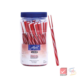 Elfen เอลเฟ่น ปากกา ปากกาแดง ปากกาโหล ปากกาลูกลื่น ลิโซ่เรด แดง 0.5 จำนวน 50 ด้าม