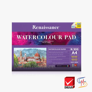 Renaissance สมุดวาดเขียน กระดาษ 100 ปอนด์ เนื้อหยาบ + เรียบ หนา 200 G 15 แผ่น (1 เล่ม)