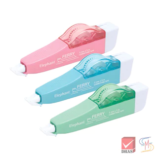 Elephant ตราช้าง เทปลบคำผิด รุ่น เฟอร์รี่ 5 มม. x 5 ม. คละสี (1 ชิ้น)