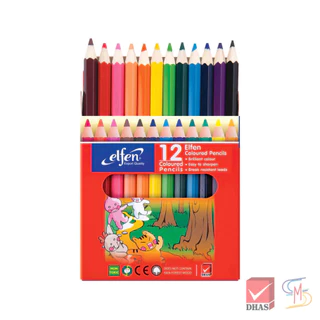 Elfen เอลเฟ่น สีไม้ ดินสอสีไม้ แท่งสั้น 12 สี จำนวน 1 กล่อง