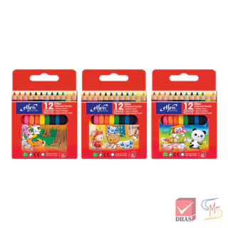 Elfen เอลเฟ่น สีไม้ ดินสอสีไม้ แท่งสั้น 12 สี จำนวน 1 กล่อง