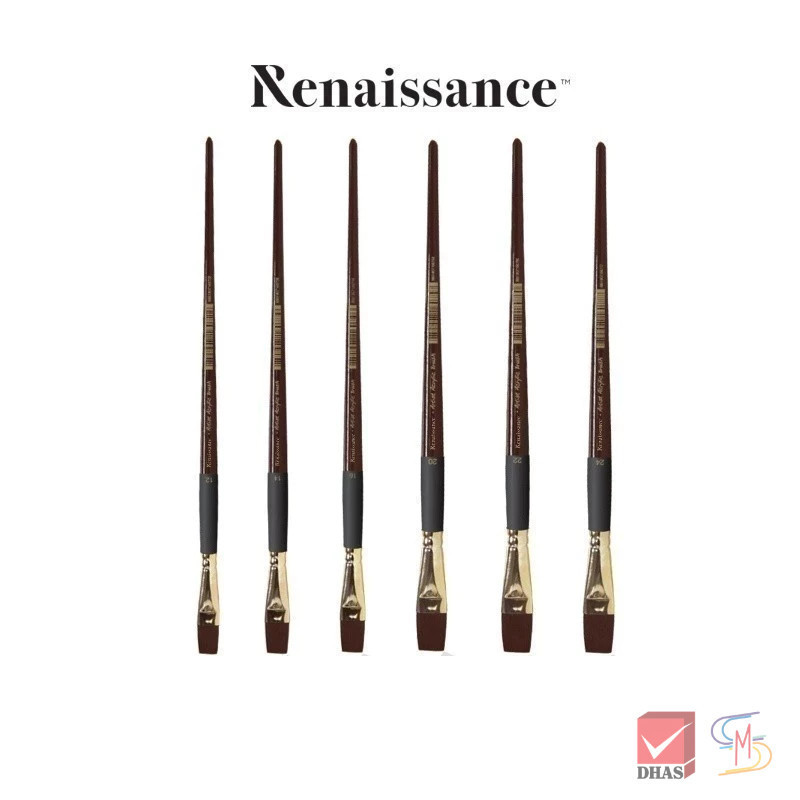 Renaissance พู่กัน พู่กันสีอะคริลิค ชนิดแบน FLAT BRUSH (เบอร์ 12 – 24)