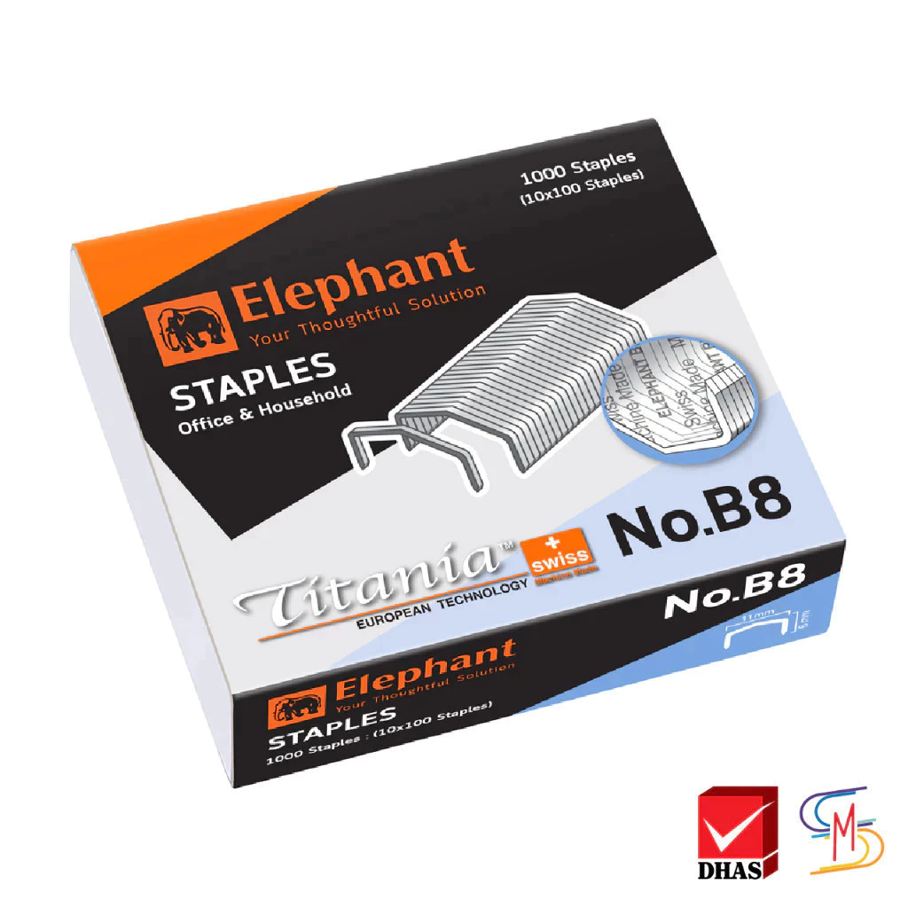 Elephant ตราช้าง ลวดเย็บกระดาษ ไททาเนีย No.B8 จำนวน 1 กล่อง