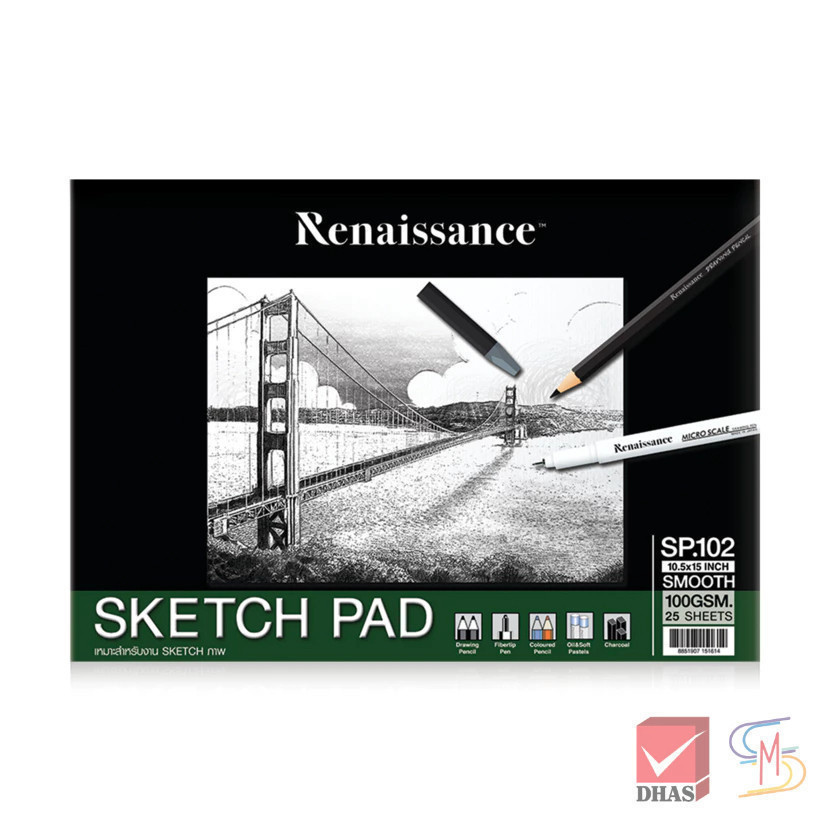 Renaissance สมุดวาดภาพ สมุดสเก็ตภาพ SP102 ขนาด10.5x15 นิ้ว จำนวน 1 เล่ม
