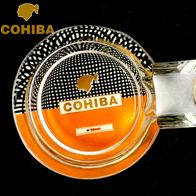 ที่เขี่ยบุหรี่ขนาดใหญ่พิเศษ COHIBA ที่เขี่ยบุหรี่แก้วนำเข้าแท้สำหรับซิการ์, ที่เขี่ยบุหรี่ซิการ์คิวบาแบบกำหนดเอง PUOF