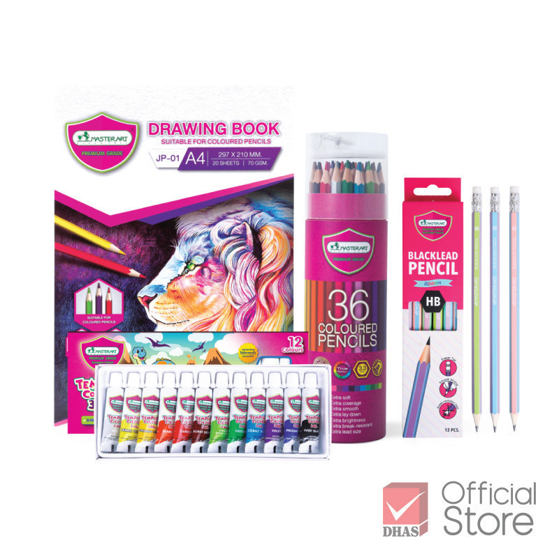 [Exclusive Set] Master Art ชุดระบายสี สีไม้ 36 สี พร้อมสีน้ำ และ อุปกรณ์วาดรูป จำนวน 1 ชุด