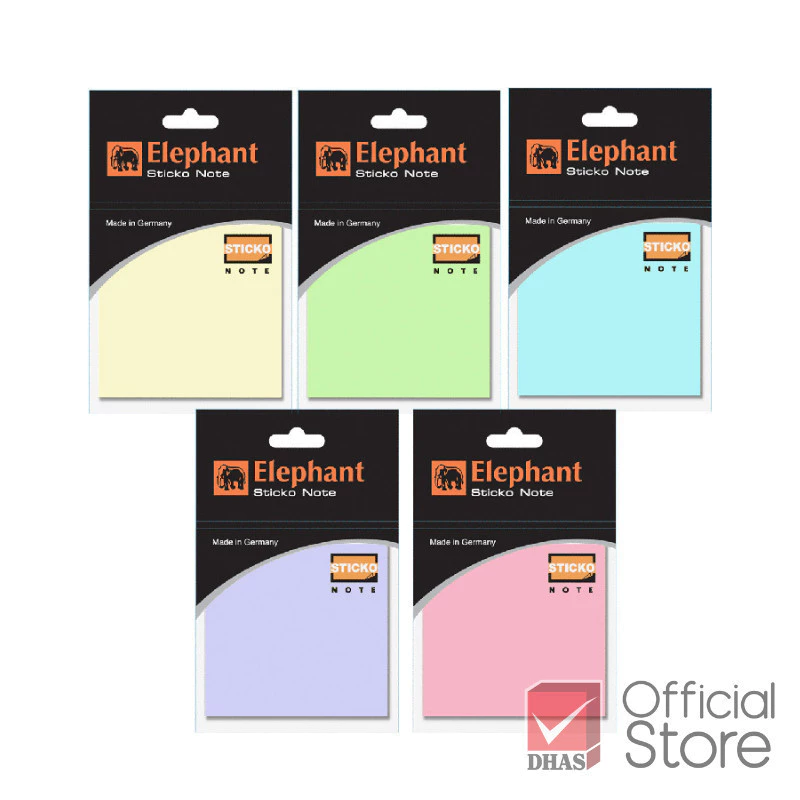 Elephant กระดาษโน๊ต กระดาษโน๊ตกาวในตัว สีพาสเทล ขนาด 3X3 นิ้ว 100 แผ่น จำนวน 1 ชิ้น